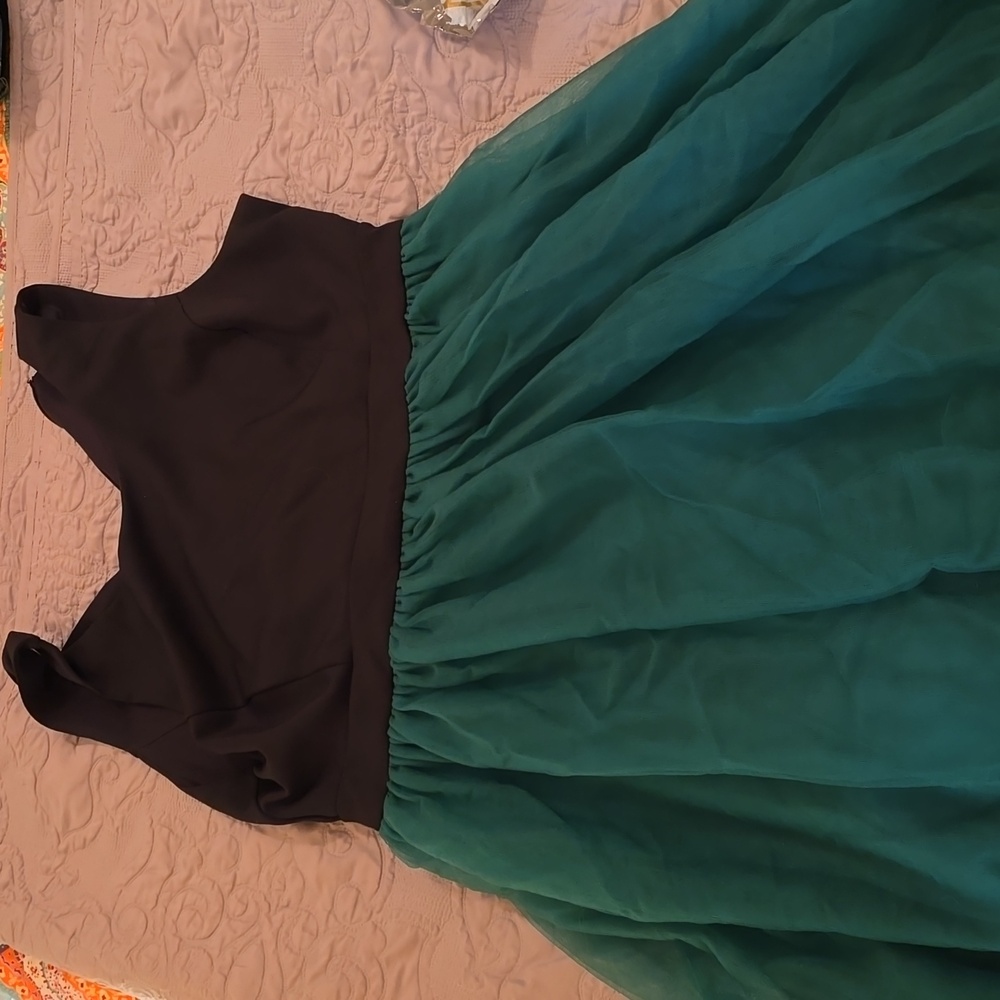 Eloquii tulle dress black teal green skirt sleeveless size 20